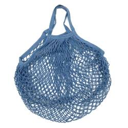 Tragbare Baumwoll-Netztasche Tragbare Einkaufsnetzbeutel for Netzbeutel, Obst, Gemüse, waschbar, Aufbewahrungshandtasche, Baumwolle, faltbare Tasche for Einkaufen Netztasche ( Color : Grey Blue ) von MZPOZB