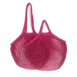 Tragbare Baumwoll-Netztasche Wiederverwendbare Einkaufstaschen, tragbare Netztasche, Obst- und Gemüseaufbewahrung, faltbare Netztasche aus Baumwolle for Einkaufen Netztasche ( Color : Pink 17 , Size : von MZPOZB