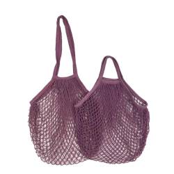 Tragbare Baumwoll-Netztasche Wiederverwendbare Einkaufstaschen, tragbare Netztasche, Obst- und Gemüseaufbewahrung, faltbare Netztasche aus Baumwolle for Einkaufen Netztasche ( Color : Purple Pink 12 , von MZPOZB