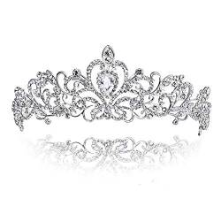 Tiara Stirnband Braut Brautjungfern Kristall Diadem Strass Krone Tiara Stirnband für Partys oder Hochzeiten Prom (Silber) von MZSM