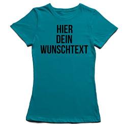 Damen Frauen T-Shirt mit Wunschtext - Selber gestalten mit dem Amazon T Shirt Designer - Tshirt Druck - Shirt Designer Rundhals Damen T-Shirt-Azure-l von Ma2ca