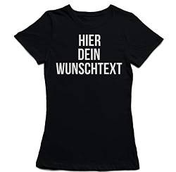 Damen Frauen T-Shirt mit Wunschtext - Selber gestalten mit dem Amazon T Shirt Designer - Tshirt Druck - Shirt Designer Rundhals Damen T-Shirt-Black-s von Ma2ca