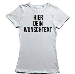 Damen Frauen T-Shirt mit Wunschtext - Selber gestalten mit dem Amazon T Shirt Designer - Tshirt Druck - Shirt Designer Rundhals Damen T-Shirt-White-XL von Ma2ca