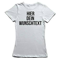 Damen Frauen T-Shirt mit Wunschtext - Selber gestalten mit dem Amazon T Shirt Designer - Tshirt Druck - Shirt Designer Rundhals Damen T-Shirt-White-l von Ma2ca