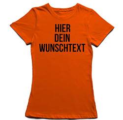 Damen Frauen T-Shirt mit Wunschtext - Selber gestalten mit dem Amazon T Shirt Designer - Tshirt Druck - Shirt Designer Rundhals Damen T-Shirt-orange-XL von Ma2ca