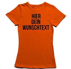 Damen Frauen T-Shirt mit Wunschtext - Selber gestalten mit dem Amazon T Shirt Designer - Tshirt Druck - Shirt Designer Rundhals Damen T-Shirt-orange-l von Ma2ca
