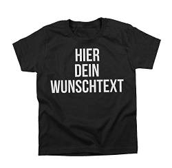 Kinder Jungen und Mädchen T-Shirt mit Wunschtext - Selber gestalten mit dem Amazon T Shirt Designer - Tshirt Druck - Shirt Designer Rundhals Kinder T-Shirt-Black-XXL von Ma2ca