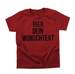 Kinder Jungen und Mädchen T-Shirt mit Wunschtext - Selber gestalten mit dem Amazon T Shirt Designer - Tshirt Druck - Shirt Designer Rundhals Kinder T-Shirt-red-l von Ma2ca