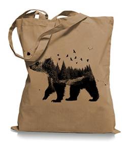 Ma2ca® Canada Bear Nature Bären Kanada Stoffbeutel Einkaufstasche Tasche Tragetasche/Bag WM101-caramell von Ma2ca