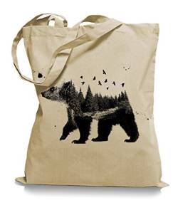 Ma2ca® Canada Bear Nature Bären Kanada Stoffbeutel Einkaufstasche Tasche Tragetasche/Bag WM101-sand von Ma2ca