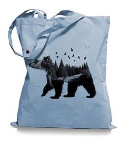 Ma2ca® Canada Bear Nature Bären Kanada Stoffbeutel Einkaufstasche Tasche Tragetasche/Bag WM101-skyblue von Ma2ca