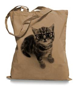 Ma2ca® Cat Big Eyes Stoffbeutel Einkaufstasche Tasche Tragetasche/Bag WM101-caramell von Ma2ca
