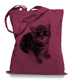 Ma2ca® Cat Big Eyes Stoffbeutel Einkaufstasche Tasche Tragetasche/Bag WM101-cranberry von Ma2ca