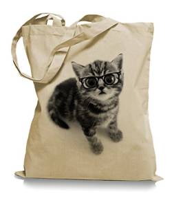 Ma2ca® Cat Big Eyes Stoffbeutel Einkaufstasche Tasche Tragetasche/Bag WM101-sand von Ma2ca