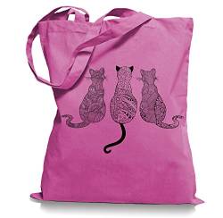 Ma2ca® Cats - Katzen Tragetasche/Bag/Jutebeutel WM101-fuchsia von Ma2ca