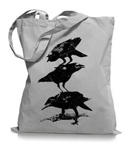 Ma2ca® Crows Krähen - Jutebeutel Stoffbeutel Tragetasche/Bag WM101-light_grey von Ma2ca