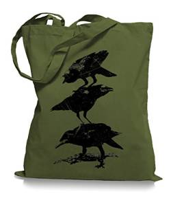Ma2ca® Crows Krähen - Jutebeutel Stoffbeutel Tragetasche/Bag WM101-olive_green von Ma2ca
