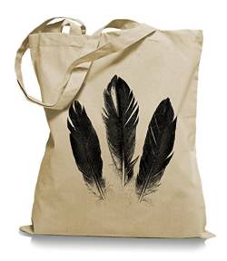 Ma2ca® Feathers Feder - Jutebeutel Stoffbeutel Tragetasche/Bag WM101-sand von Ma2ca