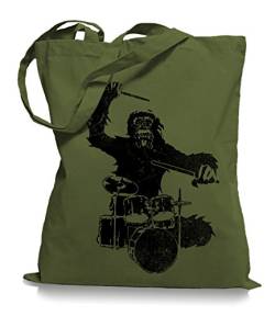 Ma2ca® Gorilla Drummer - Jutebeutel Stoffbeutel Tragetasche/Bag WM101-olive_green von Ma2ca