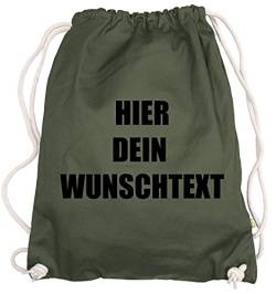 Ma2ca® Gymsac Turnbeutel/Jutebeutel Rucksack Bag Seesack mit eigenen Wunschtext Personalisieren Olive von Ma2ca