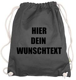 Ma2ca® Gymsac Turnbeutel/Jutebeutel Rucksack Bag Seesack mit eigenen Wunschtext Personalisieren graphitegrey von Ma2ca