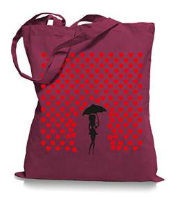 Ma2ca® Heart Rain - Jutebeutel Stoffbeutel Tragetasche/Bag WM101-cranberry von Ma2ca