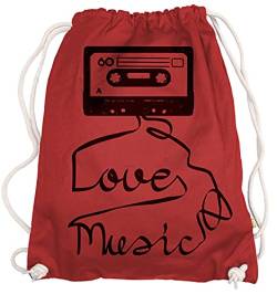 Ma2ca® - Love Music Old Tape Kassette Gymsac Turnbeutel - Stoffbeutel Tasche Hipster Sportbeutel Rucksack Bedruckt Music Cassette von Ma2ca