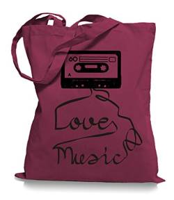 Ma2ca® Loves Music - Jutebeutel Stoffbeutel Tragetasche/Bag WM101-cranberry von Ma2ca