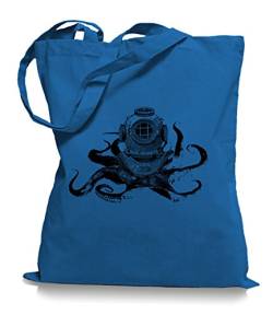 Ma2ca® Octopus Diver - Jutebeutel Stoffbeutel Tragetasche/Bag WM101-cornflower_blue von Ma2ca
