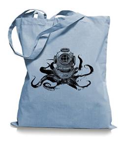 Ma2ca® Octopus Diver - Jutebeutel Stoffbeutel Tragetasche/Bag WM101-skyblue von Ma2ca