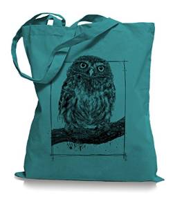 Ma2ca Big Owl Stoffbeutel |Eulen Eule Tragetasche Kult-emerald von Ma2ca