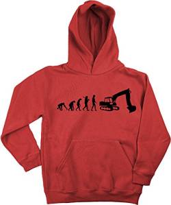 Ma2ca - Evolution Baggerfahrer Bagger Kinder Kapuzensweatshirt Premium Kids Hoodie-rot-l von Ma2ca