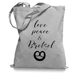 Ma2ca Love Peace und Bretzel Brezel Tragetasche/Bag/Jutebeutel WM1-lightgrey von Ma2ca