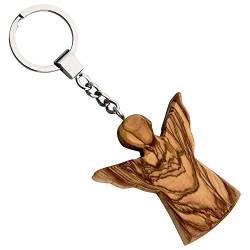 MaMeMi Praktischer Engel- Schlüsselanhänger SCHUTZENGEL aus Olivenholz- Handschmeichler [HANDGEFERTIGT] Original aus Bethlehem, dem Heiligen Land von MaMeMi
