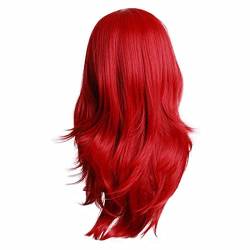 Comic Perücke Cosplay 70cm Farbe Langes Lockiges Haar Europäische Schönheit Langes Lockiges Haar Perücke Mehrfarbige Vollkopfperücke MaNMaNing (Red, One Size) von MaNMaNing