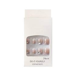 Lucky Throb Wearing Nail Drill Style Nagelflicken Französisches Manikürestück Farbverlauf Falsche Nägel Nagelflicken Fertiger Nagel (Klebertyp) Pack of 24 False Nails von MaNMaNing
