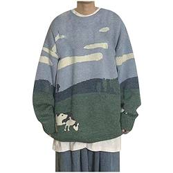 MaNMaNing Cow Pullover für Männer Frauen, Paar Vintage Gestrickte Pullover Übergröße Rundneck Pullover Jumper Harajuku Tops (M, Grau) von MaNMaNing