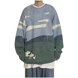 MaNMaNing Cow Pullover für Männer Frauen, Paar Vintage Gestrickte Pullover Übergröße Rundneck Pullover Jumper Harajuku Tops (XXL, Grau) von MaNMaNing