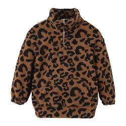 MaNMaNing Herbst Winter Kleinkind Jungen Mädchen Langarm Leopard Fleece Hoodie Tops Pullover Casual Outwear Für Kinder Kleidung (Brown, 4-5 Years) von MaNMaNing