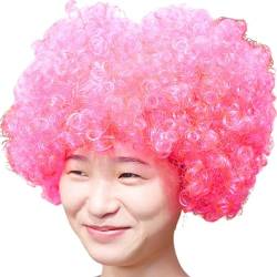 MaNMaNing Karnevalskopfperücken verkleiden sich als Fans mit lustigen clownfarbenen Perücken Karneval Cosplay Partys Kostüm (Hot Pink, One Size) von MaNMaNing