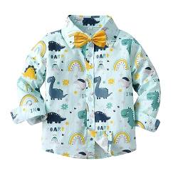 MaNMaNing Kleinkind Jungen Langarm Winter Fliege Hemd Tops Mantel Outwear Für Kinder Kleidung Cartoon Dinosaurier Drucke (Sky Blue, 3-4 Years) von MaNMaNing