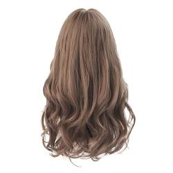 MaNMaNing Perücke weiblich langes Haar rundes Gesicht flauschig voller Set langes lockiges Haar Set (Brown, One Size) von MaNMaNing