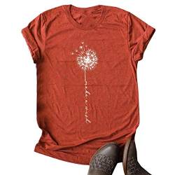 MaQiYa Damen-T-Shirt, Motiv: Pusteblume, bedruckt, Sommer, Baumwolle, Vintage-Design - Rot - Mittel von MaQiYa