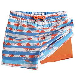 MaaMgic Badehose Jungen Badeshorts Kinder | Schnelltrocknend Schwimmhose Kurz Swim Shorts für Kleine | 2 in 1 Boardshorts mit Kompression Tasche Verstellbare Tunnelzug MEHRWEG,Gestreift,2 Jahre von MaaMgic