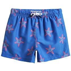 MaaMgic Badehose Jungen Sommer Badeshorts Schnelltrocknend Boardshorts mit Netzfutter Taschen und Verstellbarem Tunnelzug Urlaub Shorts,Cartoon Seestern Orange Blau 2,3 Jahre von MaaMgic