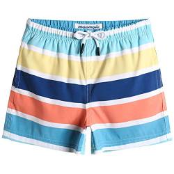 MaaMgic Badehose Jungen Sommer Badeshorts Schnelltrocknend Boardshorts mit Netzfutter Taschen und Verstellbarem Tunnelzug Urlaub Shorts Blau Gelb Rot,14-16 Jahre von MaaMgic