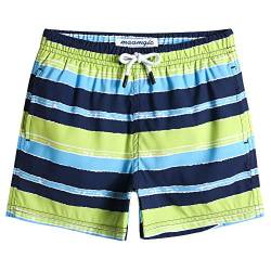 MaaMgic Badehose Jungen Sommer Badeshorts Schnelltrocknend Boardshorts mit Netzfutter Taschen und Verstellbarem Tunnelzug Urlaub Shorts Gestreift Blau Grün,2 Jahre von MaaMgic