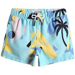 MaaMgic Badehose Jungen Sommer Badeshorts Schnelltrocknend Boardshorts mit Netzfutter Taschen und Verstellbarem Tunnelzug Urlaub Shorts Kokosnuss Blau,10-12 Jahre von MaaMgic