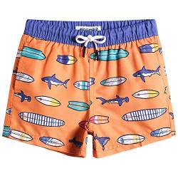 MaaMgic Badehose Jungen Sommer Badeshorts Schnelltrocknend Boardshorts mit Netzfutter Taschen und Verstellbarem Tunnelzug Urlaub Shorts Surfboard Orange,5-6 Jahre alt von MaaMgic