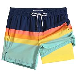 MaaMgic Herren Badehose Badeshorts für Männer 2 in 1 | 4 Way Stretch Schnelltrocknend Boardshorts | Kurze Schwimmhose Strand Beach Shorts | Mit Kompression Futter, Reißverschlusstasche,Mehrfarbig,XL von MaaMgic